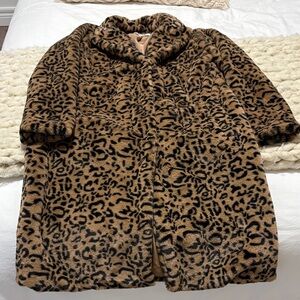 Size small Leopard Print Faux Fur Coat